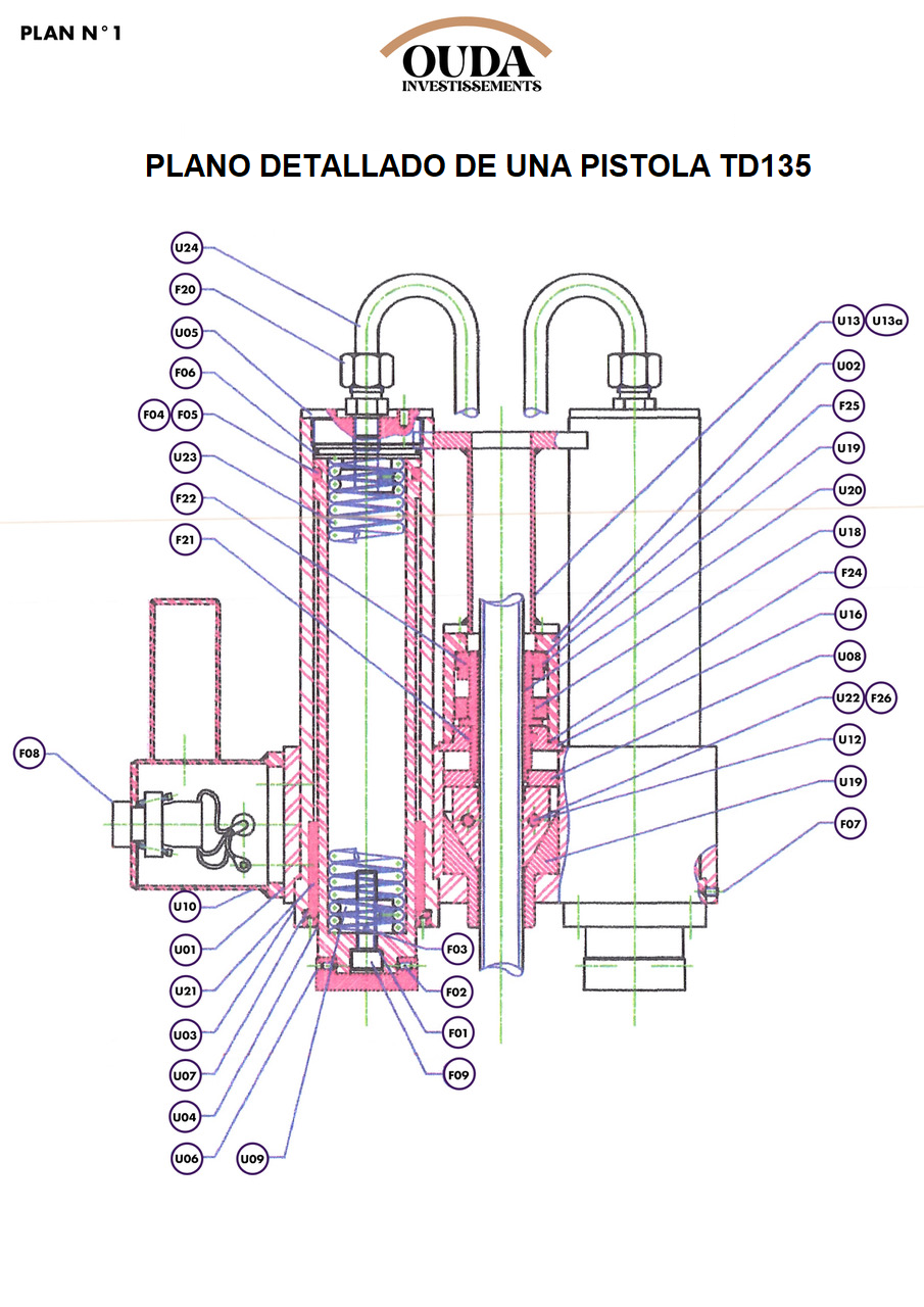 PLANO DETALLADO DE UNA PISTOLA TD135